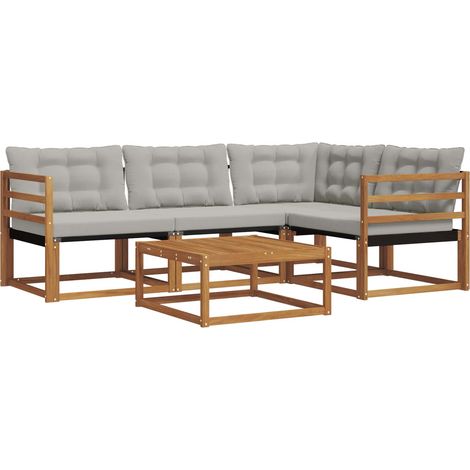 Conjunto de sofás de exterior 5 pcs Gris Natural y Claro vidaXL (1/5)