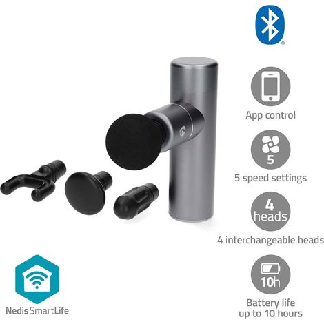 Smartlife pistolet de massage sportif alimente par accu lithium ion integre rechargeables 5 modes de massage sac de cordon tete conique tete en forme de u tete plate tete spherique (1/5)