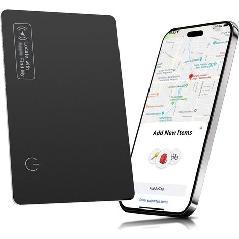 Wallet Tracker Card Smart Tag, Rechargeable Ultra-Thin 1.6mm Tracker, Compatible with Find My (iOS Only), Bluetooth Item Locator for Finding Wallets and Luggage (1/5)