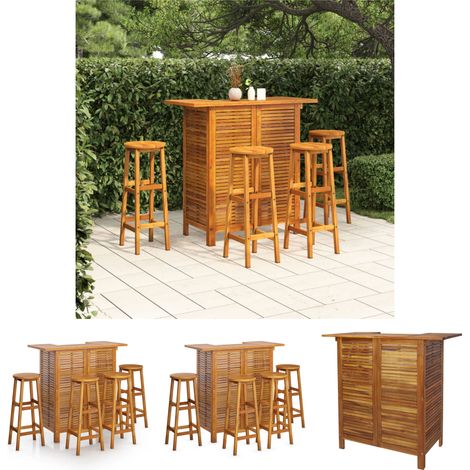 The Living Store -  5-tlg. Gartenbar-Set Massivholz Akazie (1/5)