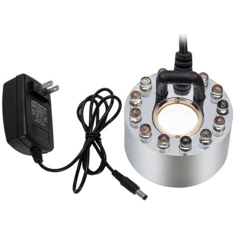 royaluxe -Brumisateur à Ultrasons avec 12 LED 20MM Lumières Colorées, 24V Fontaine d'eau Étang Brouillard Machine, Ultrasons Mist Maker Fogger pour Réservoir de Poissons de Rocaille (avec Adaptateur) (1/5)
