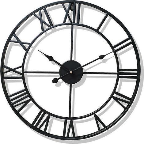 HONORNIC - Horloge de jardin extérieure, horloge murale de jardin, grande horloge de jardin à chiffres romains, horloge en fer extérieur