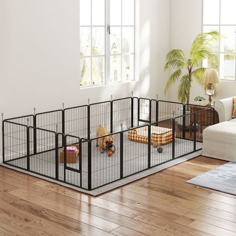 Recinto per cani, box per animali domestici, 16 pannelli, recinzione pieghevole portatile, sicura, nera (1/5)