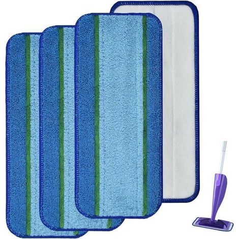 Balais serpillière réutilisable CSPARKV – 4 pièces en microfibre lavable, compatible Swiffer Wet Jet pour sols durs (1/4)