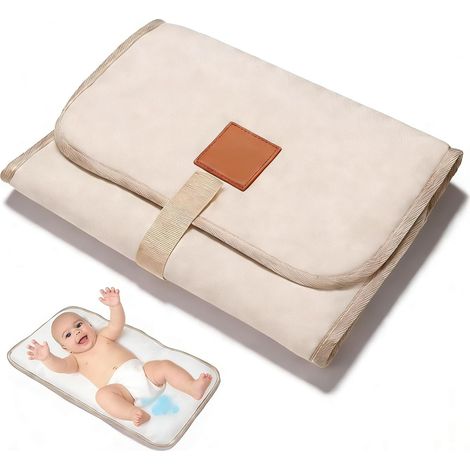 Fasciatoio portatile pieghevole impermeabile 58,5x30,5 cm, fasciatoio nomade lavabile per viaggi a casa all'aperto Avorio (1/5)