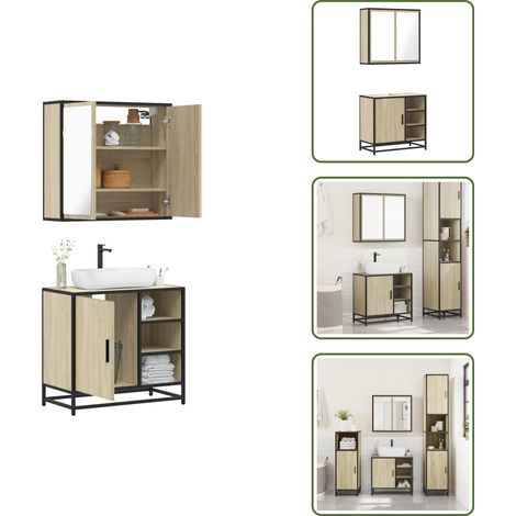 Armario de lavabo - vidaXL Set de muebles de baño 2 pzas madera contrachapada roble Sonoma - Muebles de baño de madera