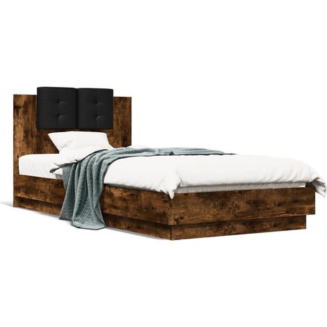 Maison Exclusive - Cadre de lit sans matelas chêne fumé 100x200 cm (1/5)
