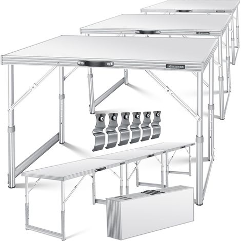 KESSER® Mesa multifunción Profi 3 piezas 100 x 60 cm Mesa para empapelar 30 kg de capacidad de carga por mesa Con función de extracción Mesa plegable Mesa para el rastro Mesa auxiliar Blanco