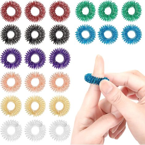 Akupressur Ring Massageringe für Finger Stachelige Sensorische Finger Ringe für Stressabbau Erwachsene Jugendliche 8 Farben 40 Stück