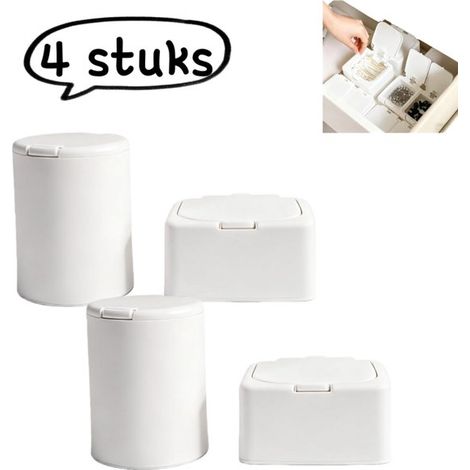 Boîte de rangement 4 pièces - Mini boîte de rangement avec couvercle - Bac de rangement en plastique pour bureau - Boîte pour bâtonnets de coton prévenant la poussière et organisant les petits objets  (1/5)