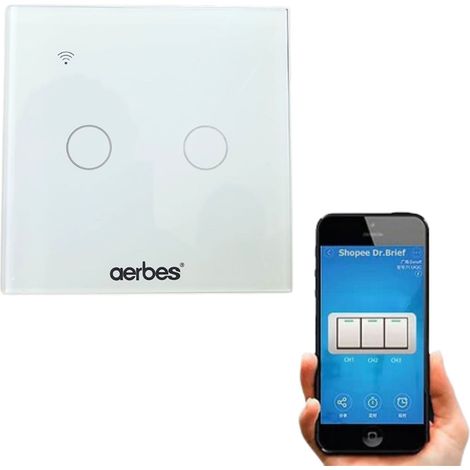 Interruttore Touch Intelligente Smart Controller APP 2 Vie Bianco Vetro (1/5)