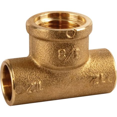 Raccord laiton en T réduit à souder - F 1/2' - Diamètre 22 mm - 130GC