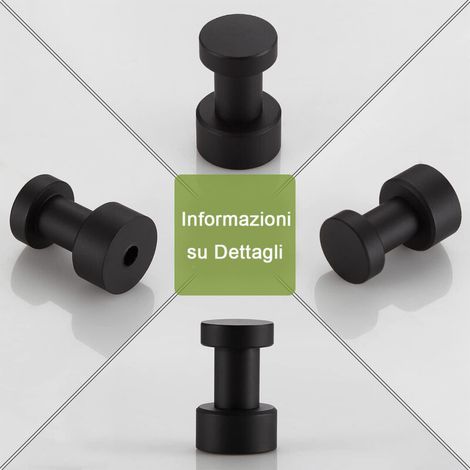 Ganci portasciugamani a parete neri opachi, in acciaio inox, per bagno/ingresso (1/3)