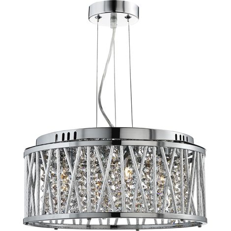 Searchlight Elise - Sospensione a soffitto a 4 luci cromata con cristalli, G9 (1/5)