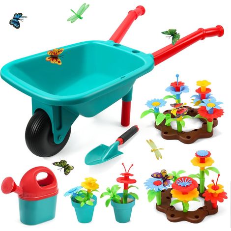 cute stone Ensemble d'outils de Jardinage pour Enfants, Jouets de Jardin avec brouette, arrosoir, Pelle, Jouet de Construction de Jardin de Fleurs, Jeu de Simulation pour l'extérieur et l'intérieur (1/5)