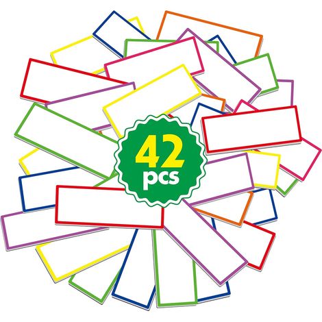 CCYKXA42 PCs épaissie magnétique gomme à sec réutilisable nom étiquette plaque arcenciel néon autocollant en 7couleurs pour les tableaux blanc (8 cm x 3 cm) (1/4)