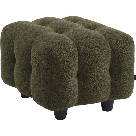 sweeek - Sitzhocker Fußhocker mit strukturiertem Bouclébezug für 2-Sitzer Sofa Leon