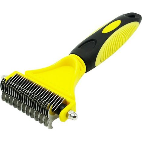 Peigne pour chien, peigne pour chat, brosse pour animaux - Élimine 95% des poils morts (jaunes)-AquaForge (1/5)