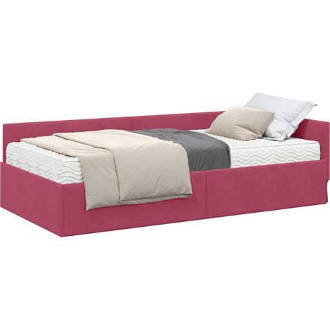 Corner Bed Frame with Mattress Other Manual 2 pcs Green Velvet vidaXL (1/5)