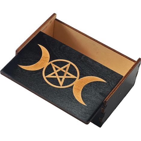 Boîte de cartes de tarot, boîte de tarot - Boîte à bijoux en bois, à bibelots en bois, boîte à bijoux en Vintage, étui à cartes de Tarot avec couvercle coulissant (1/5)