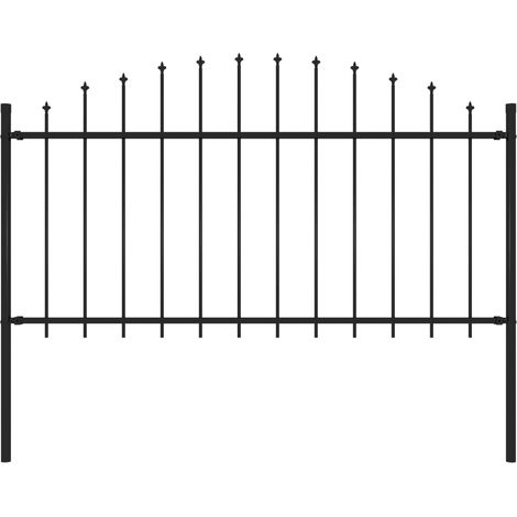 Clôture de jardin à dessus en lance Acier (1,25-1,5)x1,7 m Noir (1/3)