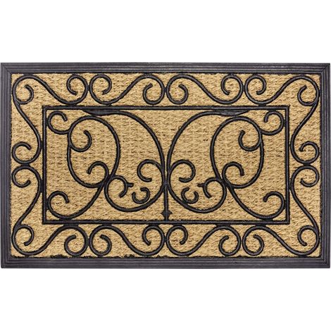 Paillasson en Coco pour l'intérieur et l'extérieur - 45 x 75 cm - en Fibre de Coco et Caoutchouc - Résistant aux intempéries - Antidérapant - pour entrée et extérieur - Naturel (1/5)