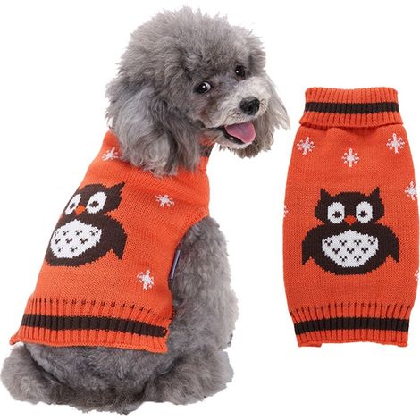 Vêtements d'hiver chauds pour animaux de compagnie, pull d'halloween pour chien hibou, vêtements pour chien en peluche (1/5)