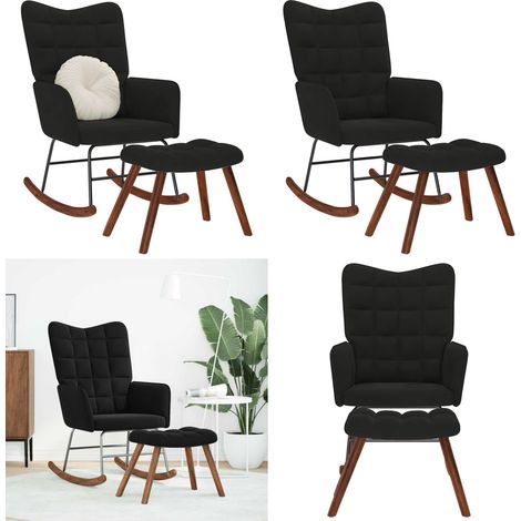 vidaXL Chaise à bascule avec repose-pied noir velours (1/5)