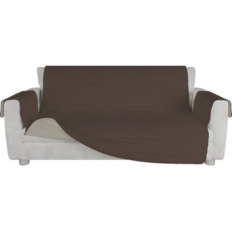 Italian Bed Linen Copridivano bicolore in microfibra TRENDY, Marrone/Panna, 3 Posti (1/5)