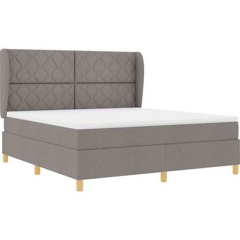 Cama con Somier y Colchón Gris Oscuro 90x190 cm de Tela Taupé (1/5)