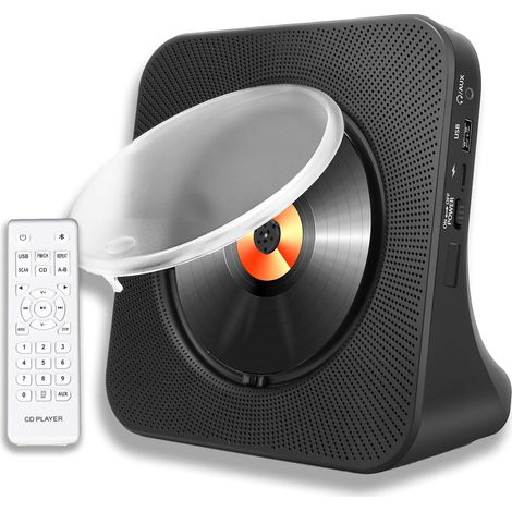 Lecteur CD Bluetooth Portable avec Haut-parleurs 8 en 1 Hi-Fi Stéréo Sound System pour la maison, Support CD/Bluetooth/Radio FM/USB/AUX/Minuteur/Télécommande (1/5)