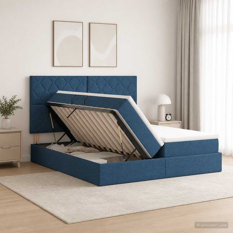 vidaXL Letto con Contenitore con testiera Blu 180 x 200 cm Tessuto (1/5)