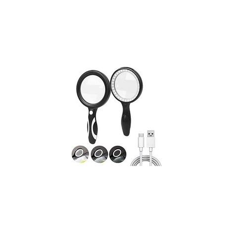 Loupe éclairée à 33 LED Loupe de lecture 30X Lampe de lecture éclairée 3 modes de gradation Loupe LED haute clarté pour les personnes âgées, les enfants, les bijoux, les livres d'artisanat (1/5)