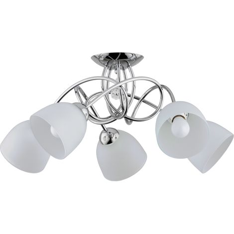 Plafonnier moderne chromé blanc, 5xE27 BALENA Alfa (1/2)