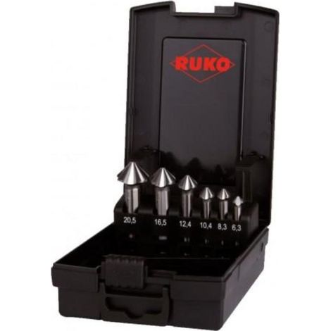 RUKO ULTIMATECUT  Juego de  avellanadores y  desbarbadores cónicos  4S HSS  DIN 335  90° en  casete de  plástico 6  piezas -  102890RO (1/4)