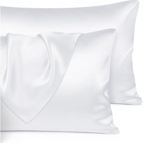 Sollbry Funda de almohada de poliéster: cuida tu piel y reduce la caída del cabello - Blanco, 51 x 66 cm, 2 piezas (1/5)