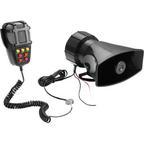Sirène Haut-Parleur 7 Sons Amplificateur Alarme Voiture avec micro Haut-parleur 12V 100W PA Système D'enceintes D'urgence (1/5)