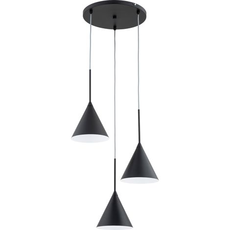 Suspension ronde noire Alfa FABO 3xE27 Ø35 métal-design (1/3)