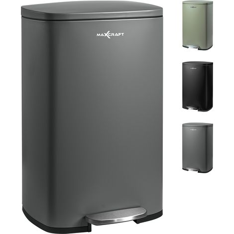 MAXCRAFT Poubelle à pédale avec Couvercle - 50 litres en Gris (1/5)