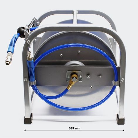 Enrouleur Dévidoir Automatique, Tuyau Pneumatique, 30 mètres, Bleu (1/5)