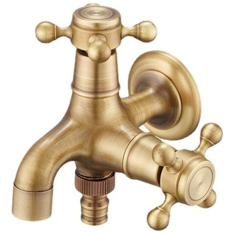 Wall Mounted Brass Double Outlet Garden Faucet for Irrigation, Anti-Freeze Design, Durable and Weather Resistant, Double Garden Faucet for Efficient Watering (1/5)