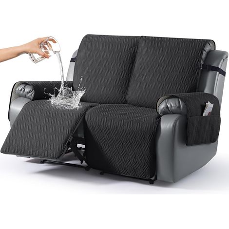 Housse de Fauteuil Relax étanche avec Poche et Sangles élastiques, Antidérapant Housse Fauteuil Relax pour Chiens et Chats, Douce et Lavable Housse canapé Relax 2 Places Noir (1/5)