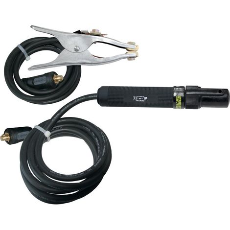 Kit de pinces GYS 047341GYS pour soudure MMA N°5 - 300A, câble de 35mm², longueur 4m, connecteurs 35/50mm², câble de terre 4m
