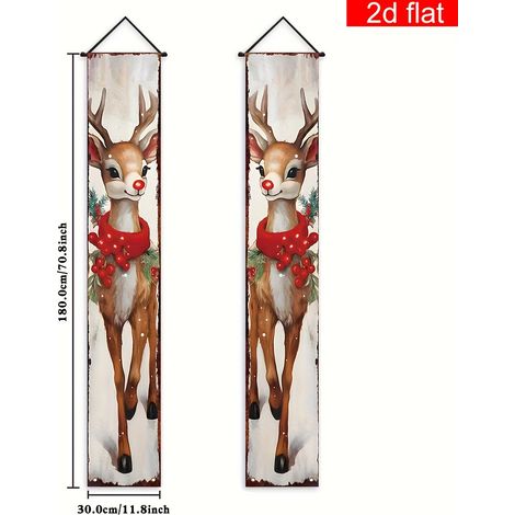 Bannière suspendue à motif écossais Père Noël et couplet de Noël 2026 - 180 x 30 cm - SDJDL-1