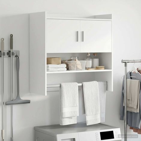 Étagère murale blanche en bois d’ingénierie, rangement intérieur, 80 x 36 x 80 cm - PANGIVO (1/5)