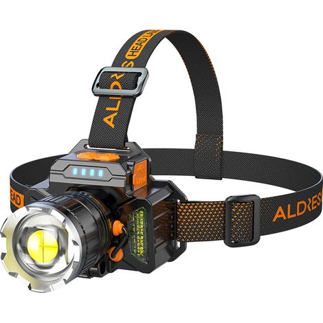 Rechargeable Headlamp, 3600mAh LED Head Lamp, Motion Detection, 4 Modes, Waterproof Flashlight, Adjustable Zoom for Camping, Climbing, Fishing, Hiking, Dog Walking, Working