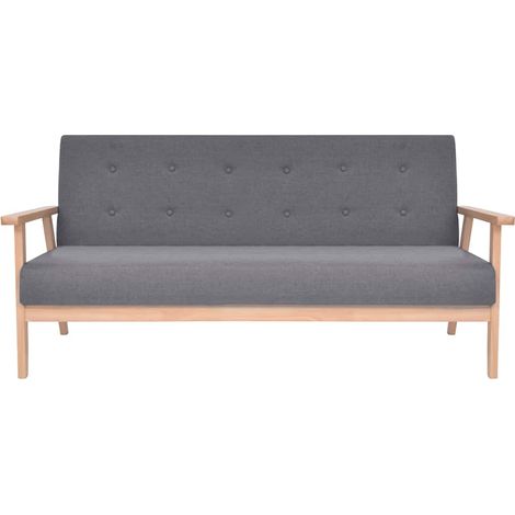 Divano a 3 Posti  Sofa in Tessuto Grigio Scuro (1/5)