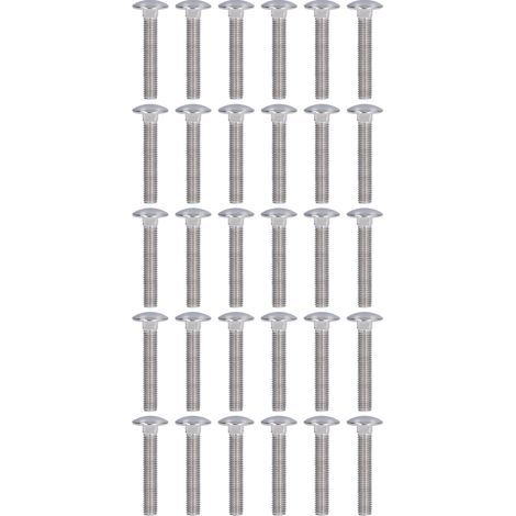 Carriage Bolts with Square Neck and Domed Round Head, A2-70 Stainless Steel, Pack of 30 Pieces for Machinery - M10x55mm (1/5)