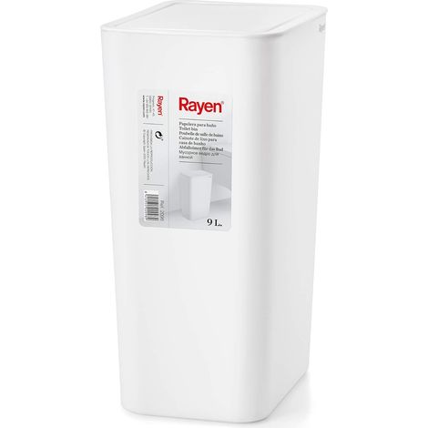 Poubelle de Salle de Bains Capacité de 9 litres Couleur Blanche 22 x 16 x 33cm avec Couvercle (1/5)