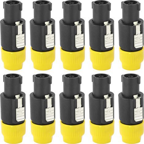 10PCS C NL4FC Connecteur de haut-parleur audio étanche à 4 broches Speakon (Jaune) (1/5)